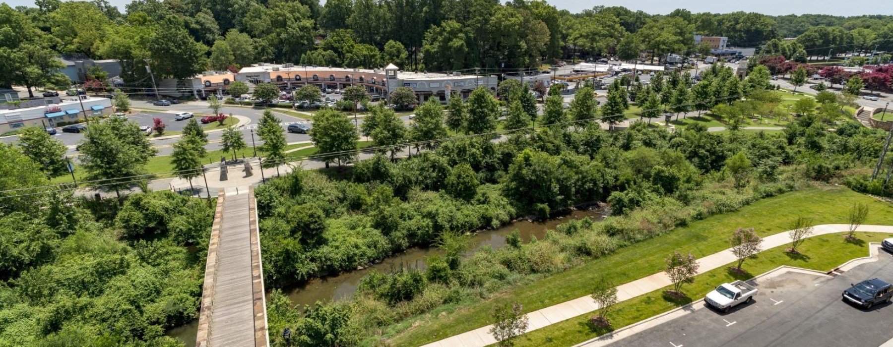 an aerial view of a neighborhood